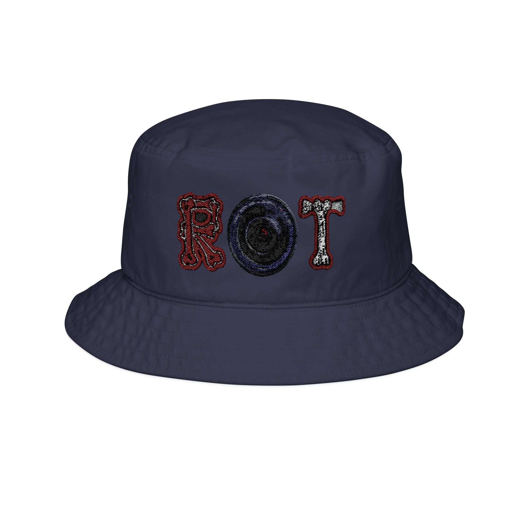 'ROT' Letter Bucket Hat — Retro Patch Style Cotton Sun Hat