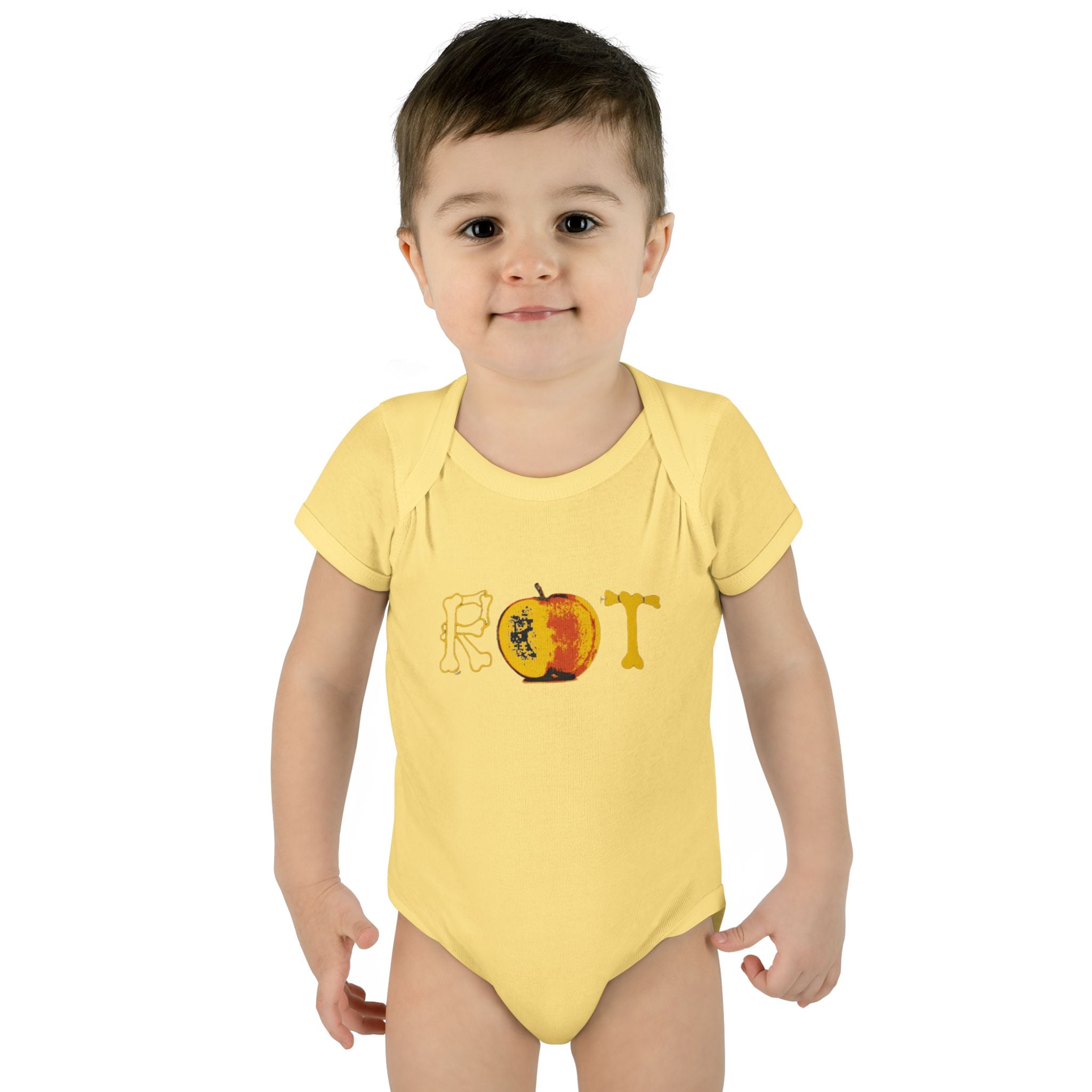 'Rot' Peach Graphic Infant Bodysuit – Funny Fruit Baby Onesie