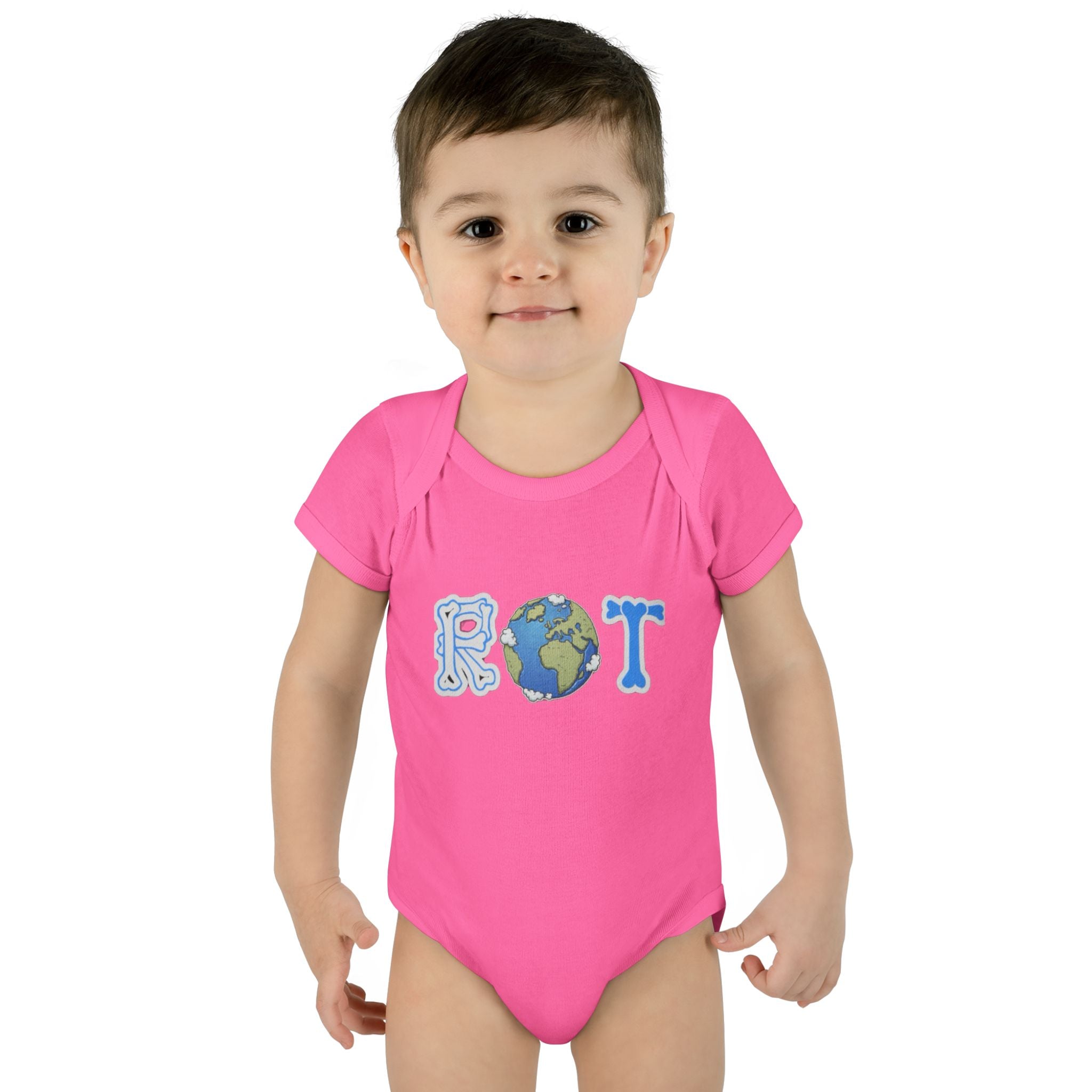 'ROT' Earth Graphic Baby Onesie