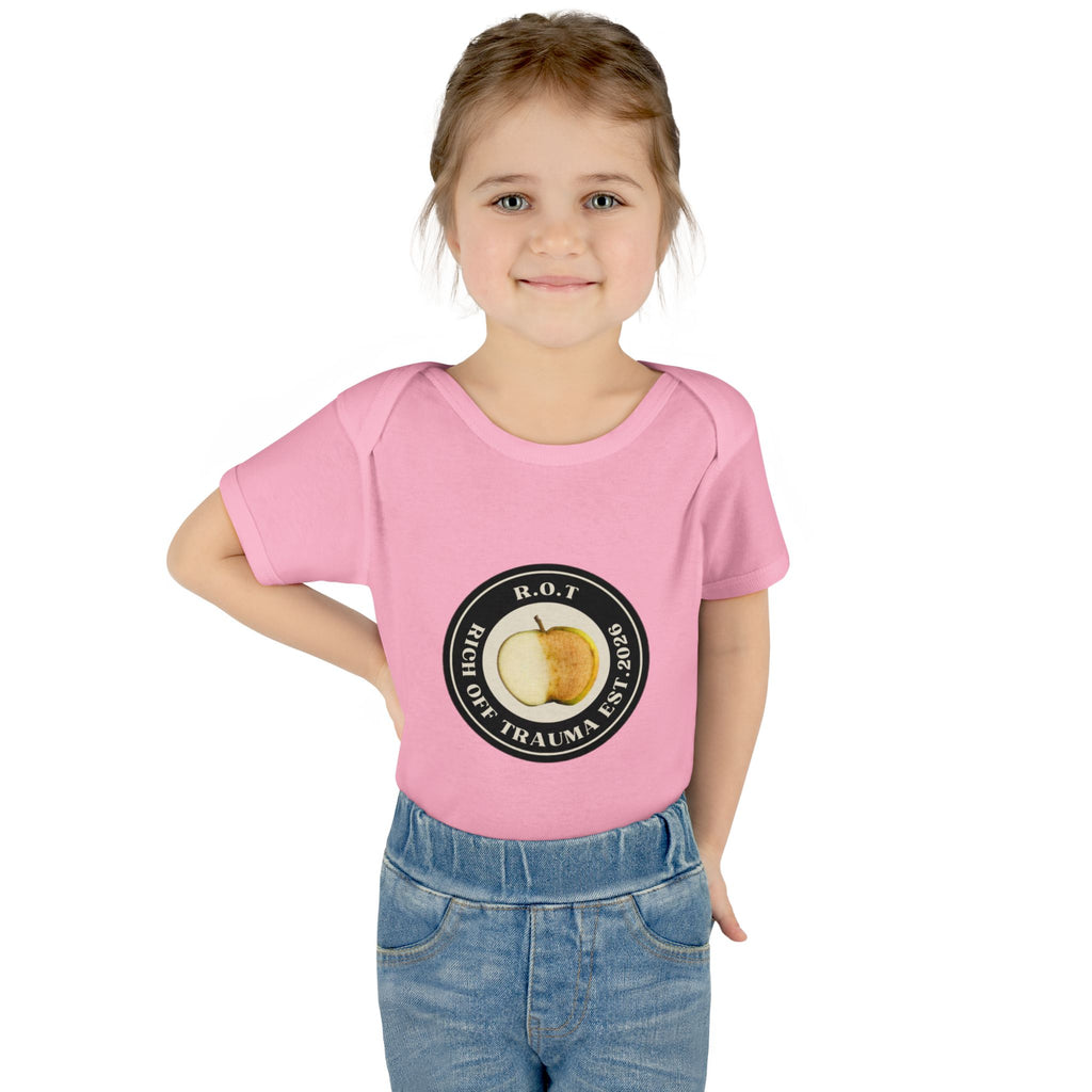 Infant Bodysuit — 'R.O.T. (Rise Of Trauma)' Apple Logo Baby Onesie