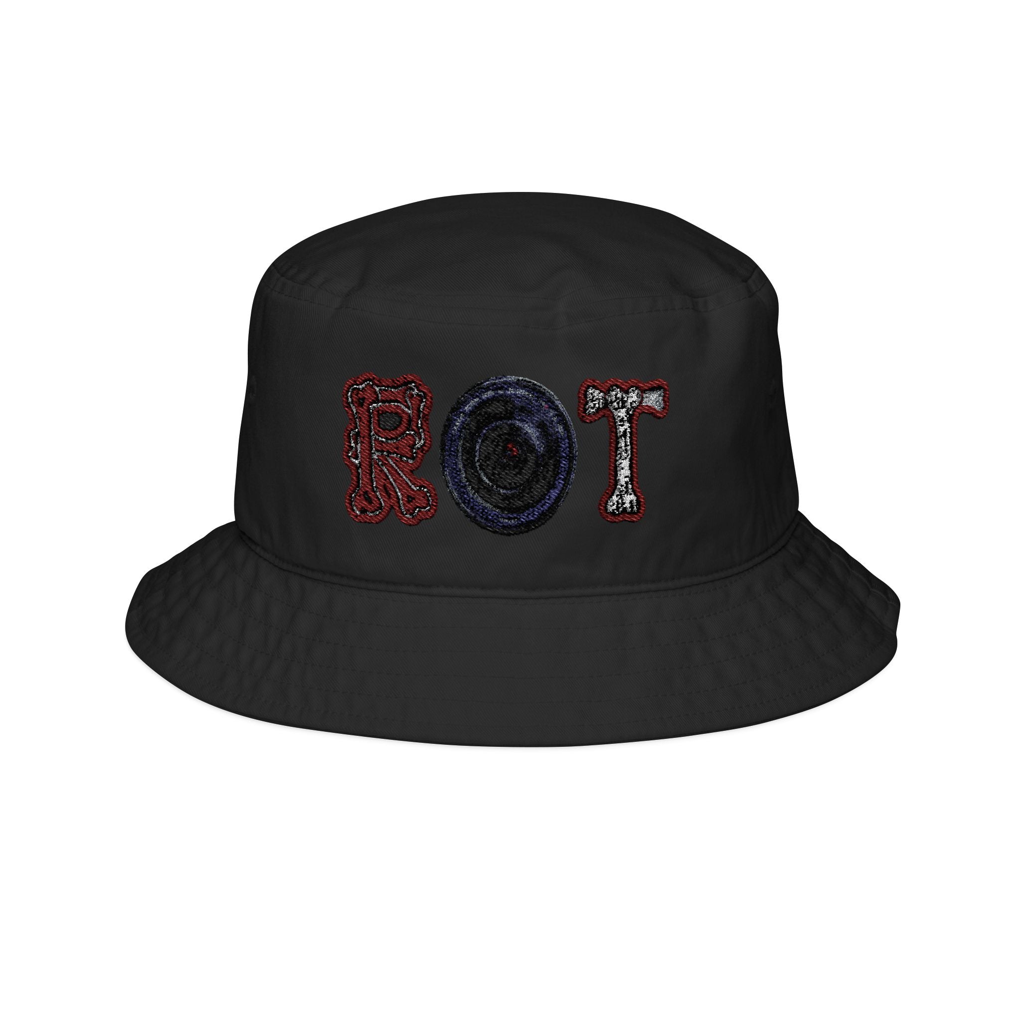 'ROT' Letter Bucket Hat — Retro Patch Style Cotton Sun Hat