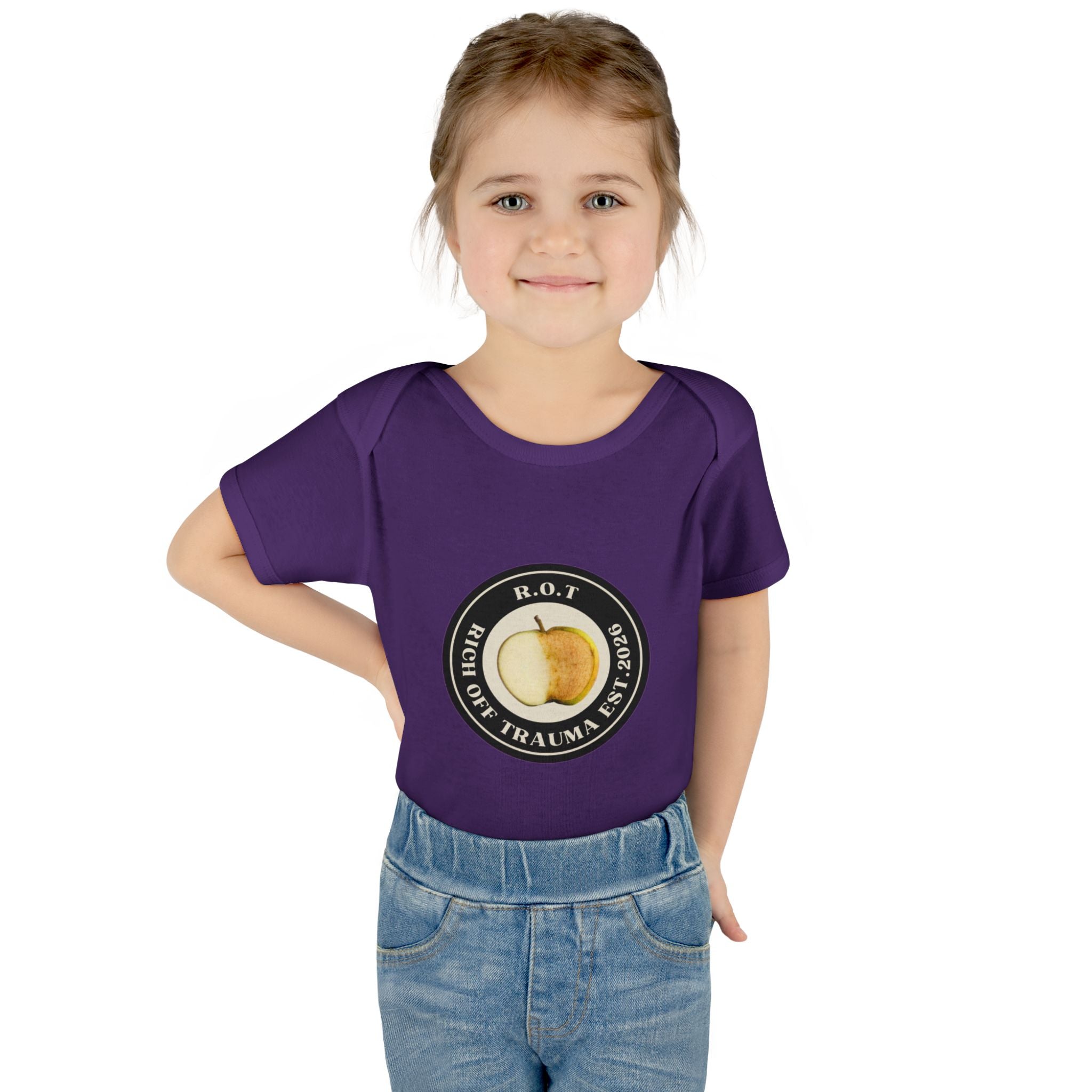Infant Bodysuit — 'R.O.T. (Rise Of Trauma)' Apple Logo Baby Onesie