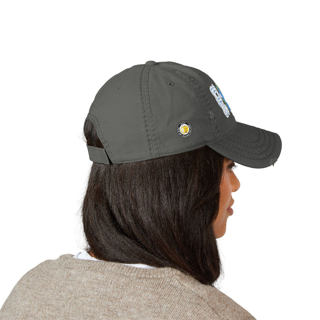 Embroidered 'ROT' Earth Distressed Dad Hat