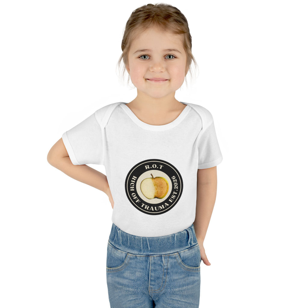 Infant Bodysuit — 'R.O.T. (Rise Of Trauma)' Apple Logo Baby Onesie