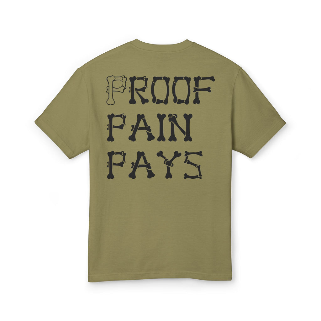 Proof Pain Pays Graphic Tee — Distressed Gothic Lettering Cotton T‑Shirt