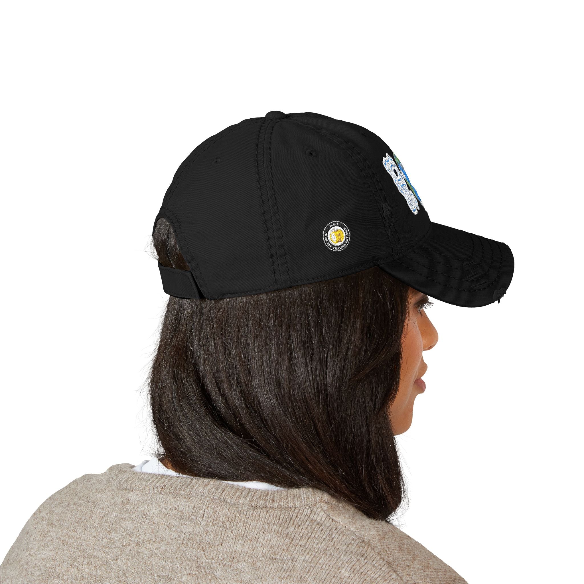 Embroidered 'ROT' Earth Distressed Dad Hat