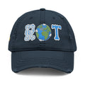Embroidered 'ROT' Earth Distressed Dad Hat