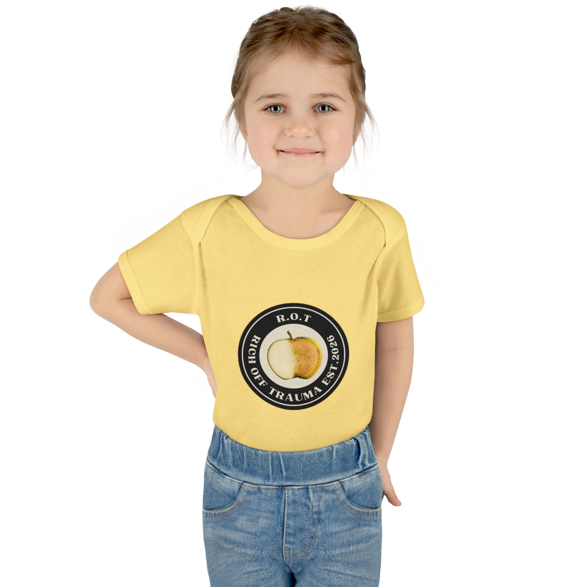 Infant Bodysuit — 'R.O.T. (Rise Of Trauma)' Apple Logo Baby Onesie