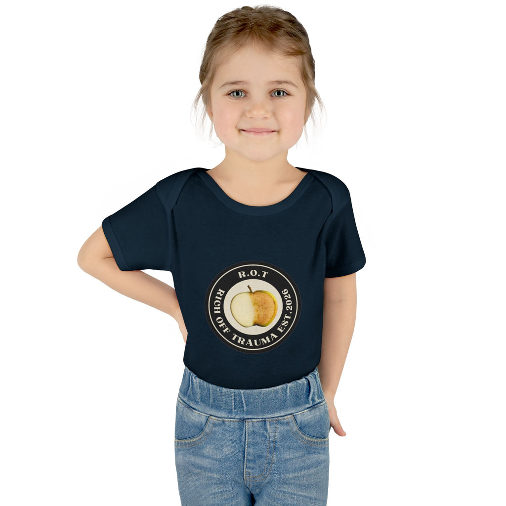 Infant Bodysuit — 'R.O.T. (Rise Of Trauma)' Apple Logo Baby Onesie