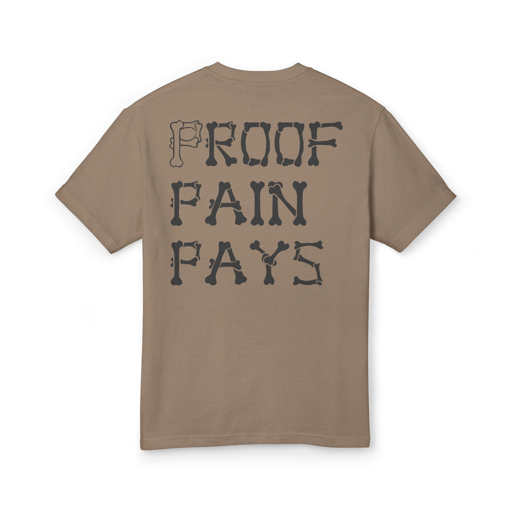 Proof Pain Pays Graphic Tee — Distressed Gothic Lettering Cotton T‑Shirt