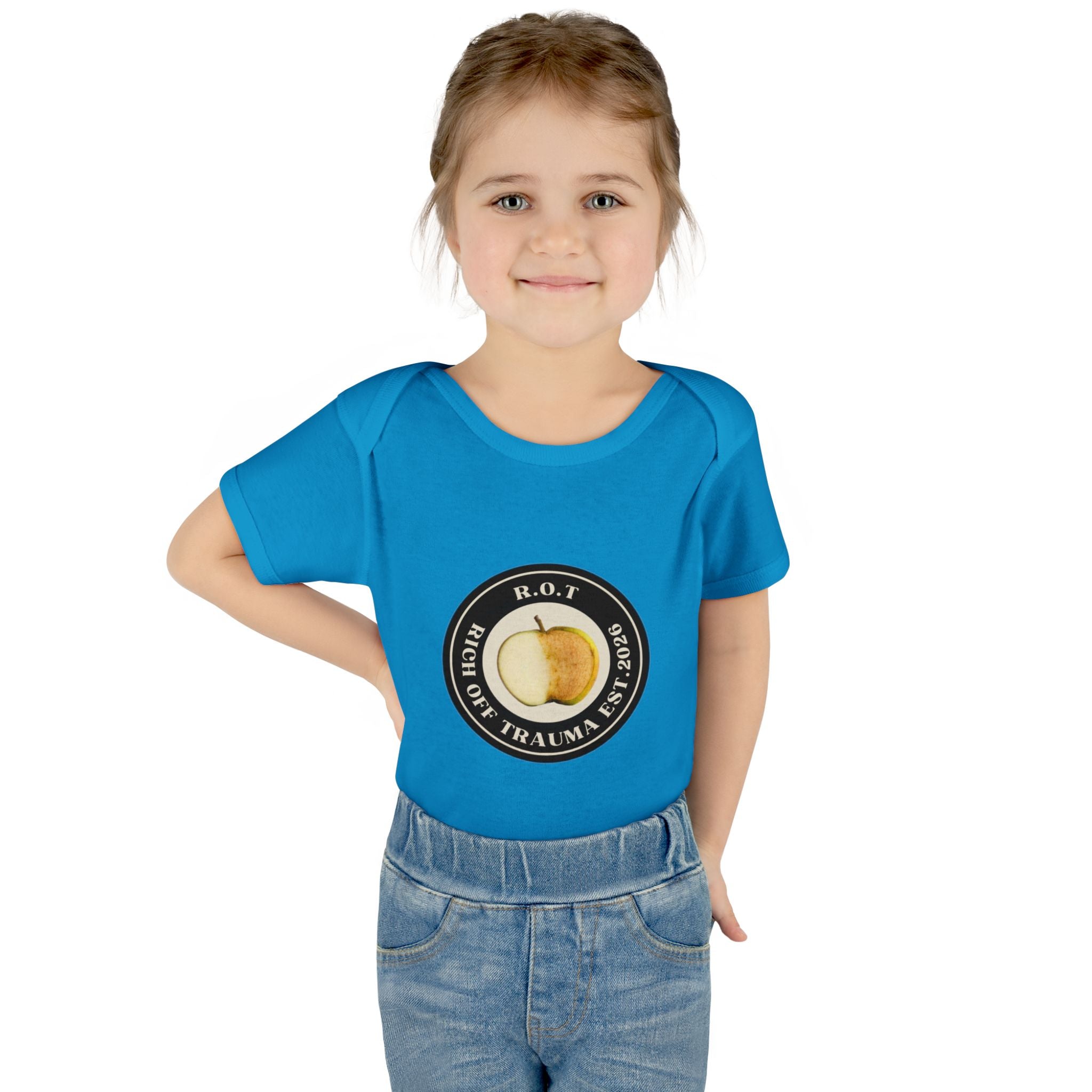 Infant Bodysuit — 'R.O.T. (Rise Of Trauma)' Apple Logo Baby Onesie