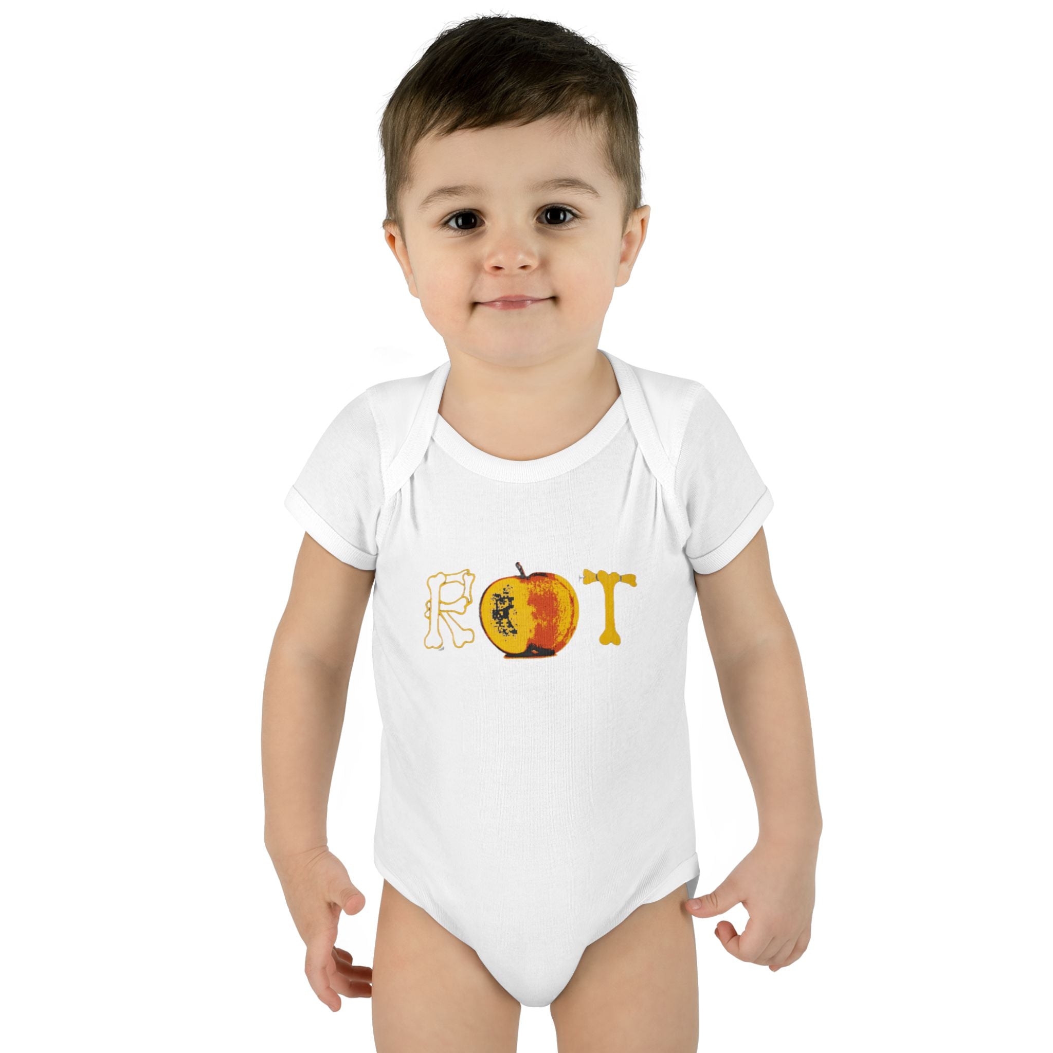 'Rot' Peach Graphic Infant Bodysuit – Funny Fruit Baby Onesie
