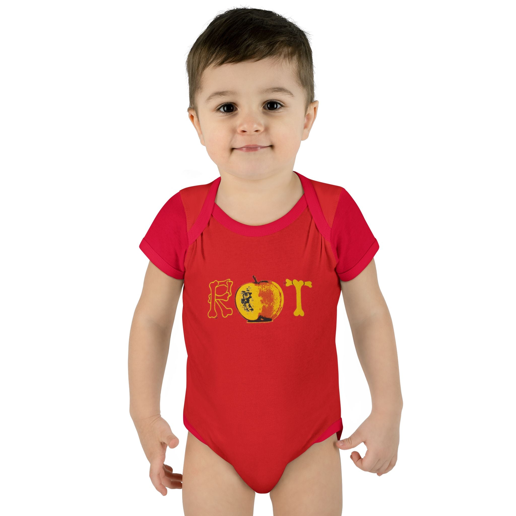 'Rot' Peach Graphic Infant Bodysuit – Funny Fruit Baby Onesie