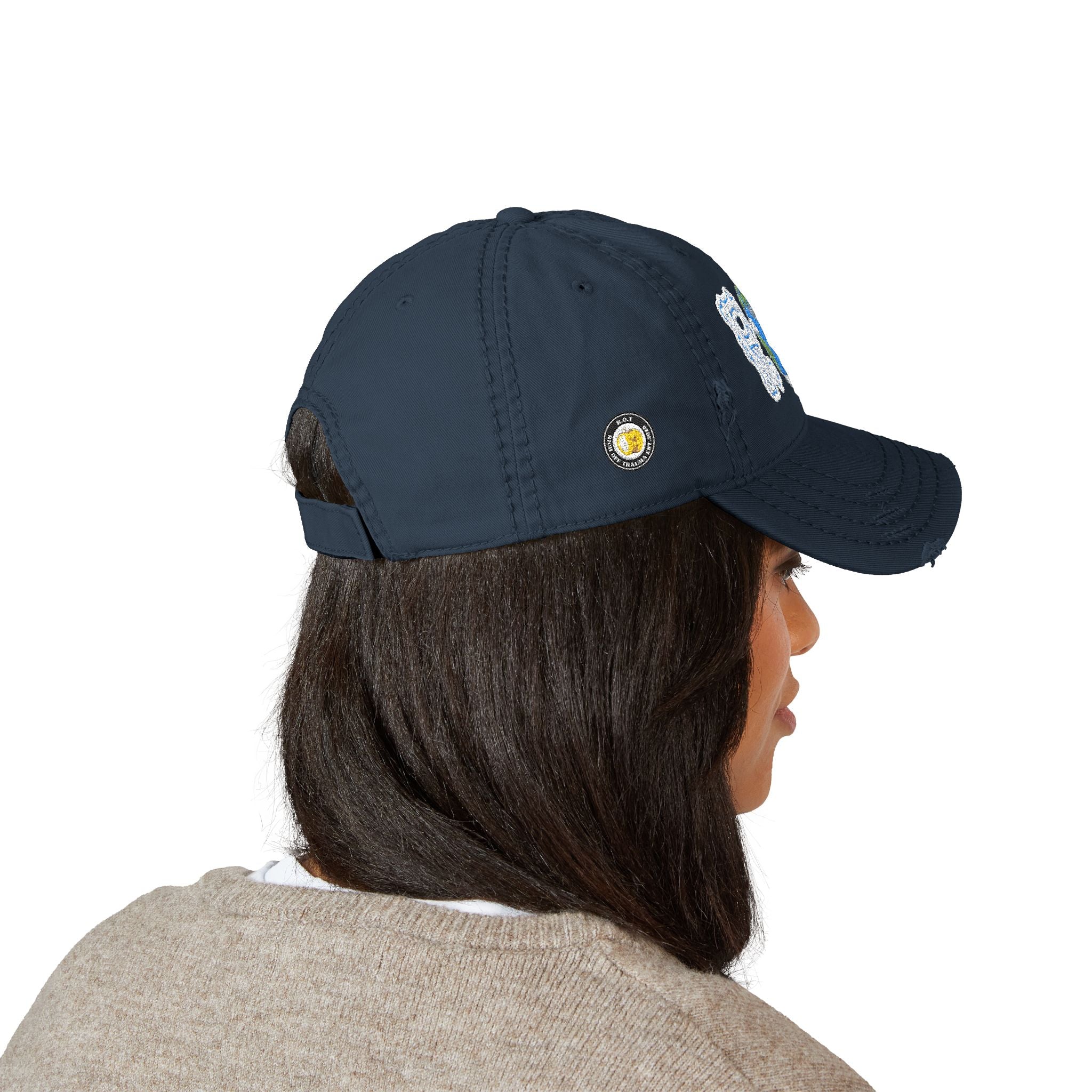 Embroidered 'ROT' Earth Distressed Dad Hat