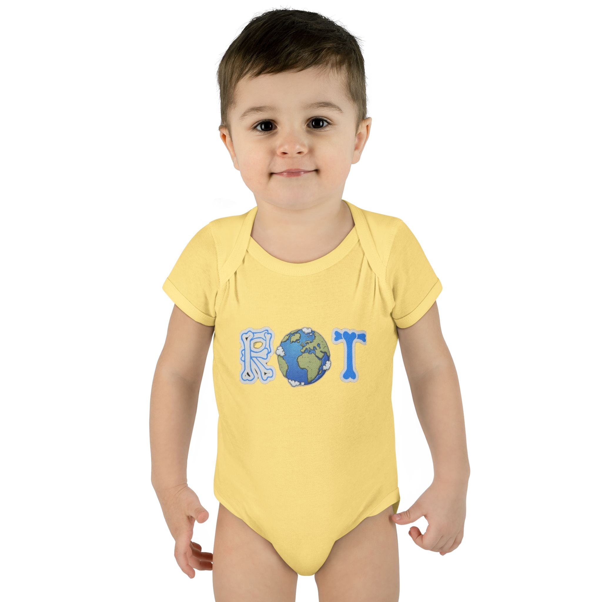 'ROT' Earth Graphic Baby Onesie