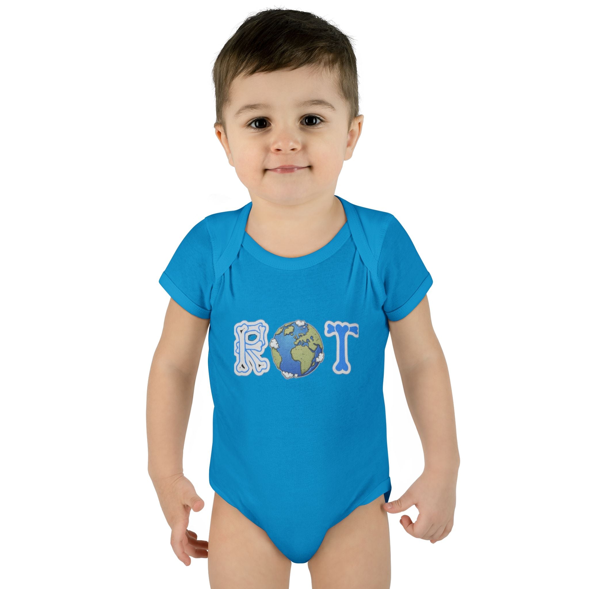 'ROT' Earth Graphic Baby Onesie
