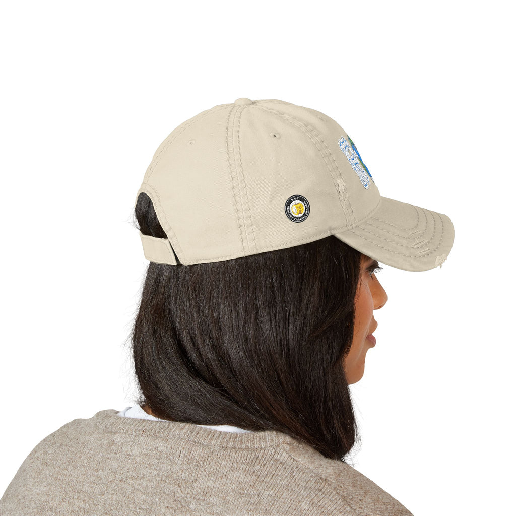 Embroidered 'ROT' Earth Distressed Dad Hat