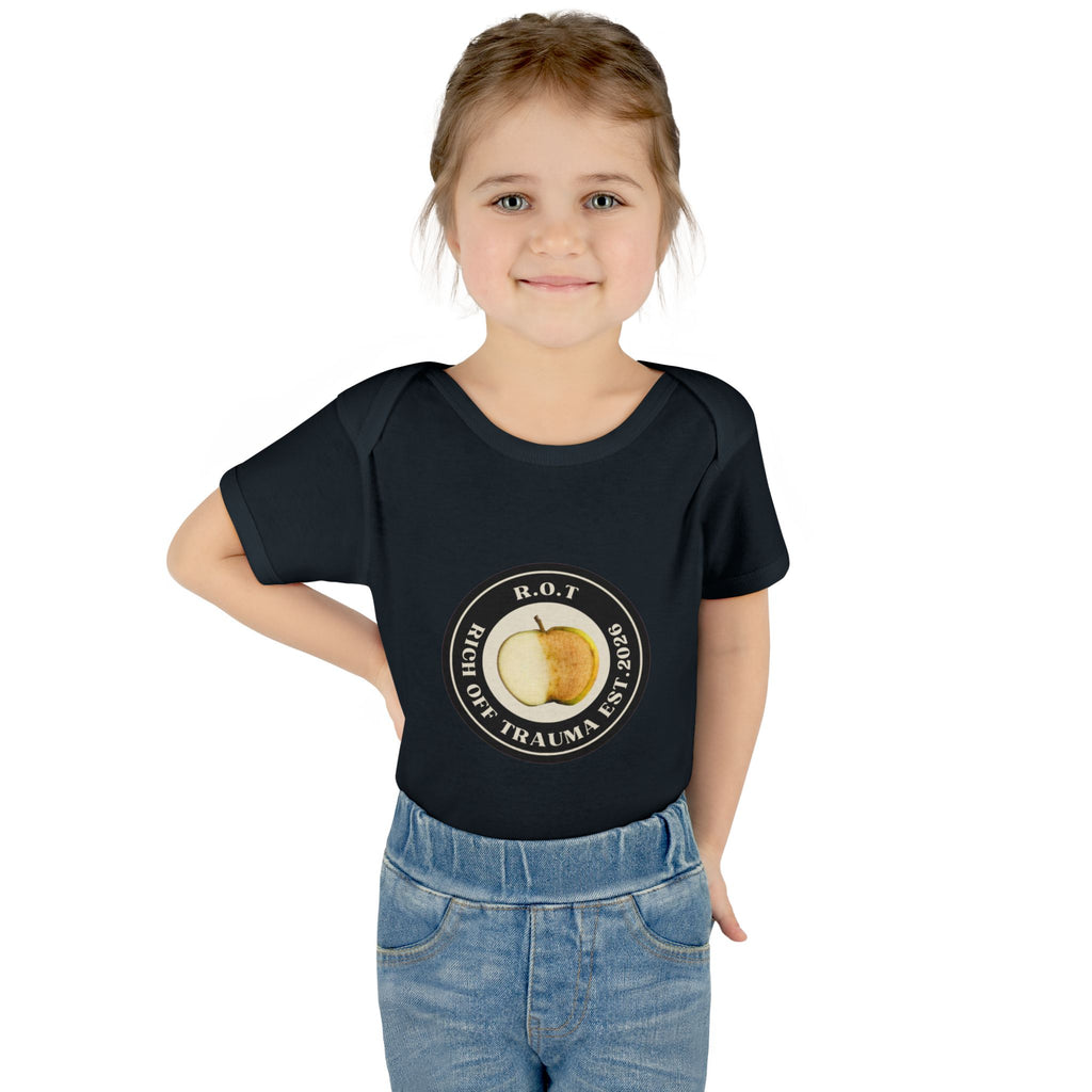 Infant Bodysuit — 'R.O.T. (Rise Of Trauma)' Apple Logo Baby Onesie