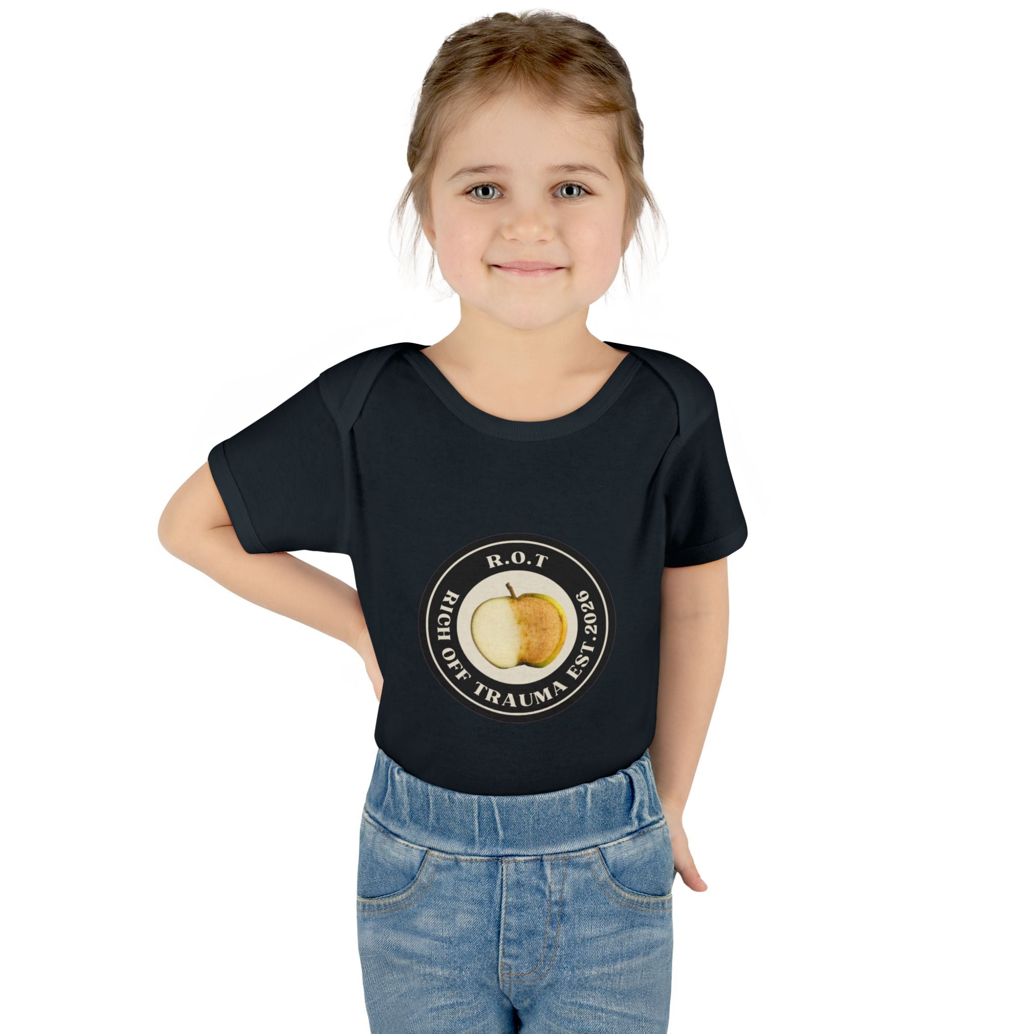 Infant Bodysuit — 'R.O.T. (Rise Of Trauma)' Apple Logo Baby Onesie