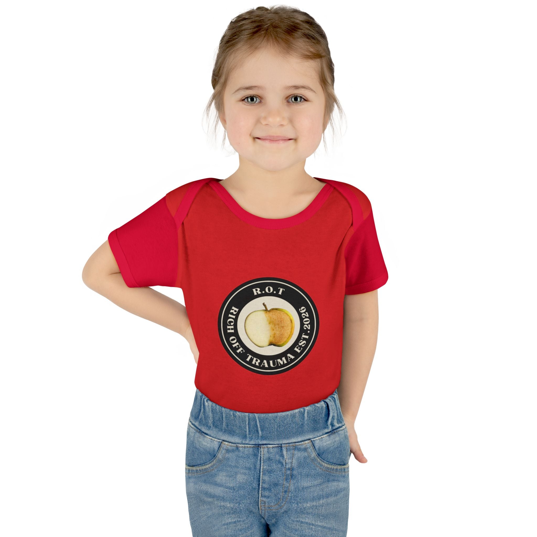 Infant Bodysuit — 'R.O.T. (Rise Of Trauma)' Apple Logo Baby Onesie