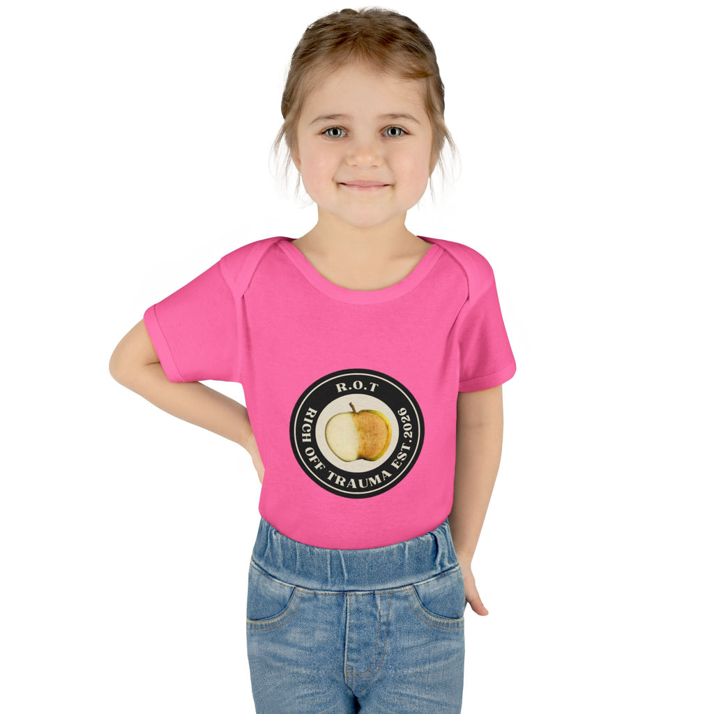 Infant Bodysuit — 'R.O.T. (Rise Of Trauma)' Apple Logo Baby Onesie