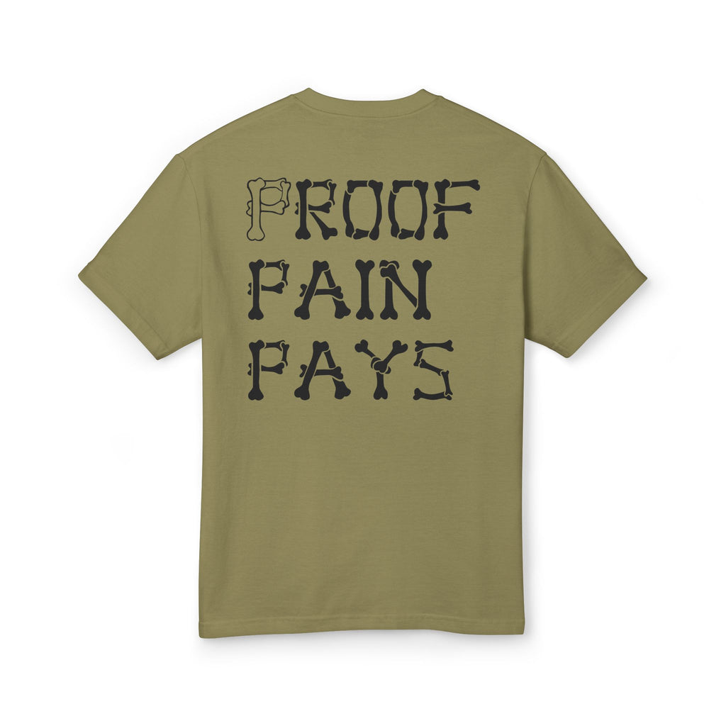 Proof Pain Pays Graphic Tee — Retro Penny Lettering Front, 'Proof Pain Pays' Back