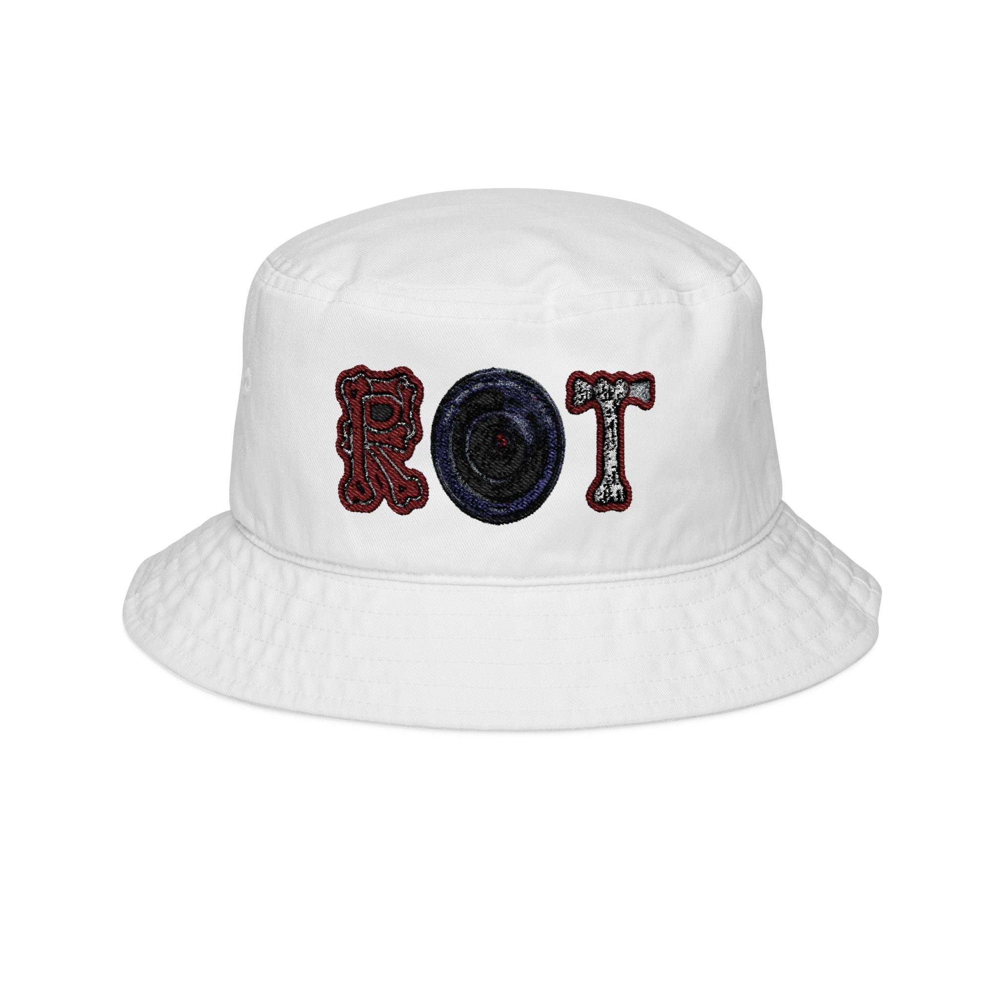 'ROT' Letter Bucket Hat — Retro Patch Style Cotton Sun Hat