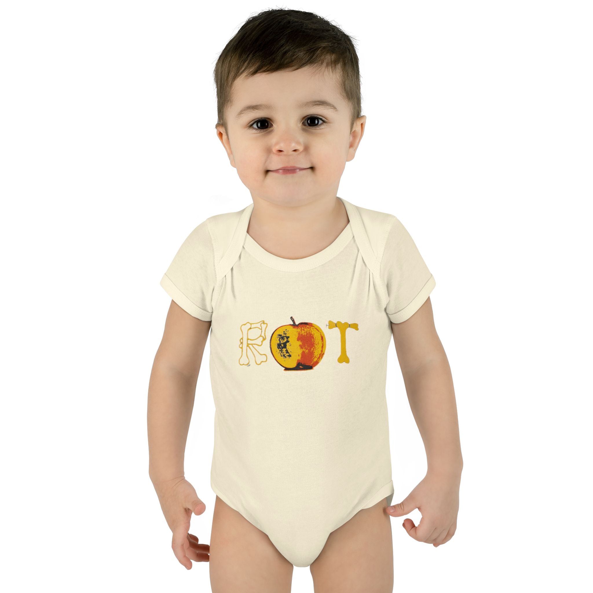 'Rot' Peach Graphic Infant Bodysuit – Funny Fruit Baby Onesie