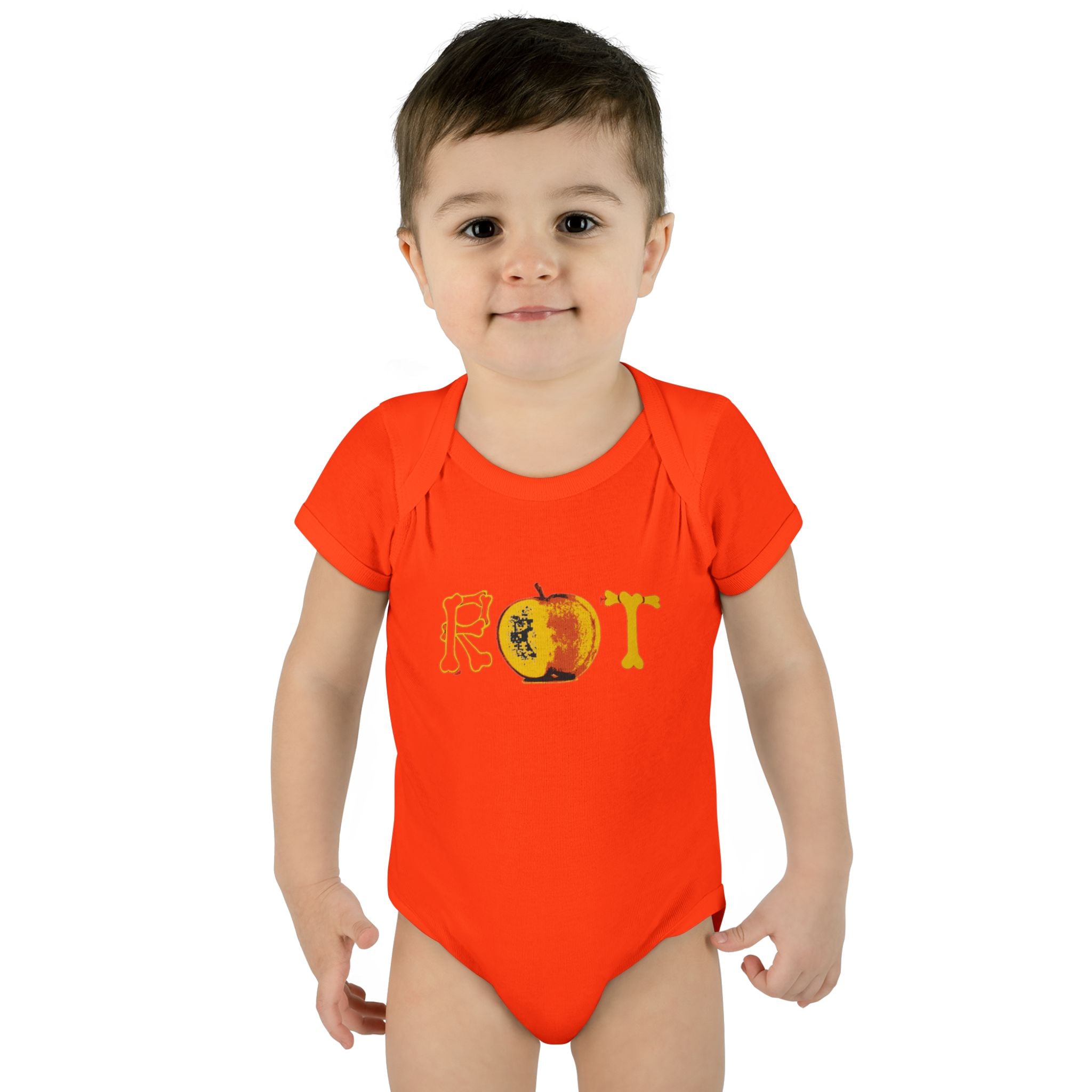 'Rot' Peach Graphic Infant Bodysuit – Funny Fruit Baby Onesie