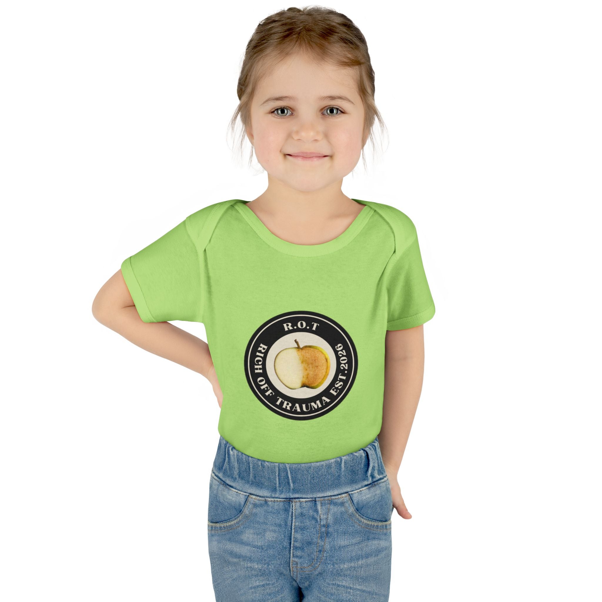Infant Bodysuit — 'R.O.T. (Rise Of Trauma)' Apple Logo Baby Onesie